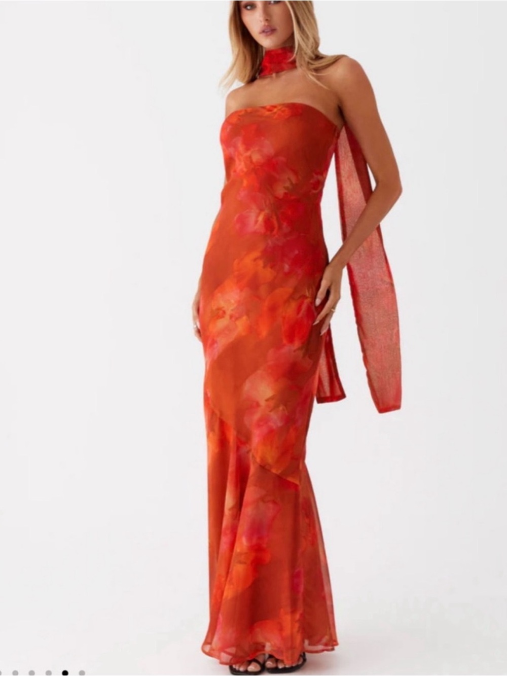 Peppermayo Under the Pagoda Strapless Maxi Dress with Scarf